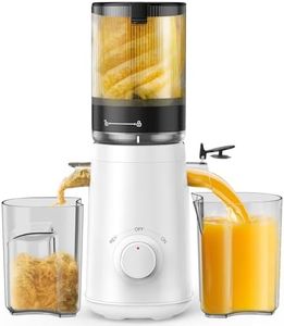 Juicer Machines, TUUMIIST Cold Press Juicer with 5.3" Extra Large Feed Chute Fit Whole Fruits & Vegetables Easy to Clean, High Juice Yield, BPA Free (White)
