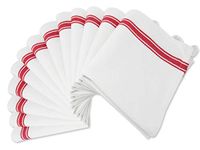 Aunti Em's Kitchen Dish Towels Set (13 Pack) Natural Cotton Fabric for Embroidery - Zero-Lint Cloth for Drying Glasses, Plates, Hand - 25.5 x 15.5 Inch (13-Pack Red Stripes)