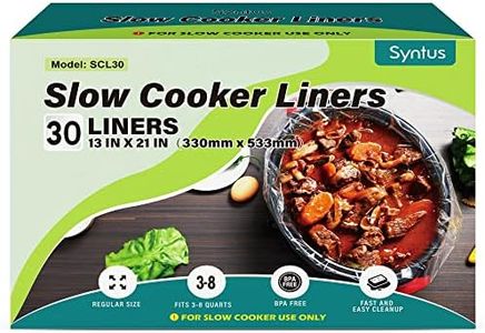 Syntus Slow Cooker Liners, 30 Count Cooking Bags Large Size Disposable Pot Liners Plastic Bags, Fit 3QT to 8QT for Slow Cooker Cooking Trays, 13"x 21", 30 Liners