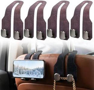 Car Seat Back Double Hook, 2026 New Car Headrest Hook, Multifunctional Headrest Hook for Convenient Storage, Auto Hooks Organizer for Handbag Purse Coat Bags,Brown:4