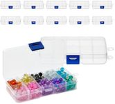 Juvale 12 Pack Mini Clear Storage Containers with 10 Grid Dividers, Small Plastic Tackle Boxes for Beads, Buttons, DIY Jewelry (2.5 x 5 In)