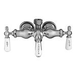 Chrome Clawfoot Tub Diverter Faucet with 3 Porcelain Lever Handles