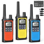 Walkie Talkies Long Range for Adults Kids, NXGKET Rechargeable 2 Way Radios 22 Ch with 1800mAh Li-ion Battery USB-C Cable NOAA Weather Flashlight VOX for Boys Girls Toys Outdoor Camping Hiking 3 Pack