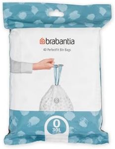 Brabantia PerfectFit Bin Liners (Size O/30 Litre) Thick Plastic Trash Bags with Tie Tape Drawstring Handles (40 Bags)