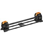 Flexnest 2in1 Adjustable Barbell plus Dumbbells with 4 Pairs of Multi-Grip Rubber Weight Plates, Use as Free Weights, Dumbbell or Barbell, 4kgs - 23kgs (Black & Orange)