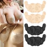 Puparlo 12Pcs Lace Adhesive Bras for Women,Invisible Sticky Bra for Large Breasts,Backless Bra Strapless Invisible Push Up Silicone Bra for Backless Dress with Nipple Covers