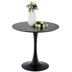 VONLUCE Modern Round Dining Table, 32 inch Kitchen Table Tulip Table with MDF Table Top and Steel Pedestal, Bistro Table for Living Room Breakfast Nook Bar Patio More, 100 kg Cap. Seats 2-4, Black