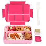 Belle Vous Pink Bento Lunch Box with 6 Compartments & Cutlery - 1330ml/45oz Leakproof Lunchbox - Microwave/Dishwasher Safe Snack Boxes - BPA-Free Food Containers for School/Office On-The-Go Meals