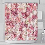 AIBIIN 180x180cm Pink Flowers Wall Shower Curtain Sweet Wedding Floral Girl Ladies Bathroom Bathtubs Decor Durable Waterproof Fabric Bathtub Sets with 12 Hooks