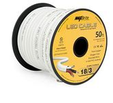 50ft.18AWG Low Voltage LED Cable 3 Conductor White Sleeve in-Wall Speaker Wire UL Class 2 Certified