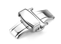 iStrap 18mm Stainless Steel Butterfly Deployant Buckle Double Push Spring Watchband Clasp Polished