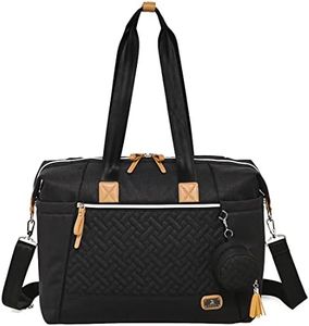 Dikaslon Diaper Bag Tote with Pacifier Case and Changing Pad, Large Travel Diaper Tote for Mom and Dad, Multifunction Baby Bag for Boys and Girls, Black