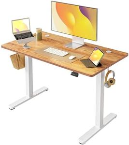 FEZIBO Height Adjustable Standing Desk, 40 x 24 Inches Electric Stand Up Table, Sit Stand Home Office Desk, White Frame/Light Rustic Top