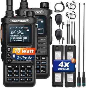 (2nd Generation) TIDRADIO TD-H8 10W HighPower Ham Radio Handheld with APP Wireless Programming, Long Range Radio with 2500mAh Large Battery (4 pcs), Two Way Radio with TD-771 Antenna & Speaker Mic.