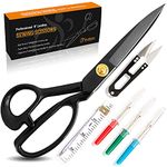 Sewing Scissors for Fabric Cutting – Heavy Duty Scissors – Ultra Sharp Sewing Shears for Quilting, Sewing, and Dressmaking with Tape Measure, Thread Snips, 3 Seam Rippers Black