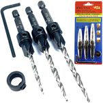 FTG USA Adjustable Wood Countersink Drill Bit Set #6#8#10 with Tapered Drill Bit for Woodworking