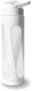 Glotrition Georgie Clear Glass Water Bottle With Silicone Grip, 20 oz. - Reusable, Refillable, Durable - Modern Aesthetic for the Gym and Travel - Dishwasher Safe - No BPA or Phthalates