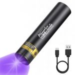 Alonefire SV57 3W Small UV Torch 365nm Type C USB Rechargeable Ultraviolet Mini Black Light Pet Stain Urine Detector for Minerals, Scorpion, Money Detection with Charging Indicator, Built-in Battery