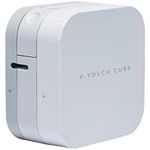 BROTHER PT-P300BT Label Maker, Bluetooth, P-Touch 'CUBE' Label Printer, Portable, Up to 12mm Labels, Includes 12mm Black on White Tape Cassette