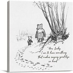 Classic Winnie the Pooh Quote Wall Art Decor How Lucky I am to Have Something That Makes Saying Goodbye So Hard Canvas Painting Pictures Framed Print Sign Artwork Ready to Hang (8x8 Inch)