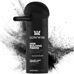 Gowwim Hair Fibers with Spray Applicator Pump 2-in-1 Kit for Thinning Hair, Naturally Thickening Spray Fibers Waterproof Grey Coverage Touch up for Bald Spot Cover up for Women & Men, Black