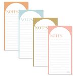 S&O Magnetic Notepads for Refrigerator 4 Pack - Boho Decor & Modern Magnetic Note Pad for Fridge Sets - Magnetic List Pads for Refrigerator - Magnet Notepads for Refrigerator - 3.5” x 7”, 45 Pages