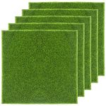 MIDELONG Fairy Artificial Grass, Fake Garden Grass for Crafts, 6 x 6 Inches Miniature Craft Grass Fake Grass for Garden Dollhouse Ornament DIY Decoration, Pack of 5