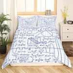 Math Equation Duvet Cover Single Mathematics formula Bedding Set for Boys Girls Science Theme Comforter Cover Math Geometry Science Bedspread Cover Science formula Axis Art Style Bedding