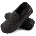 LongBay Men's loafer Moccasin Slippers,Black ,11 UK