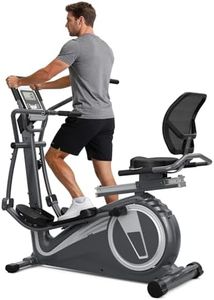THERUN Recumbent Elliptical Exercise Machine, Quiet Stationary Exercise Bike for Home, 15.8" Stride Elliptical Training Machines w/Arm Leg Exercisers, 8-Level Resistance, Adjustable Seat (Gray)