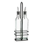 TableCraft H916NBK Prima 16 Ounce 2-Bottle Cruet Set with Rack