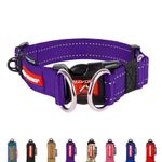 EzyDog Double Up Dog Collar - Reflective Dog Collar Medium with ID Tag D-Ring, For Small, Medium & Large Dogs - Supreme Comfort with Soft & Strong Nylon Webbing - Purple