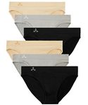 Balanced Tech Women's 3 Pack Seamless Low Rise Bikini Panties - beige - Medium