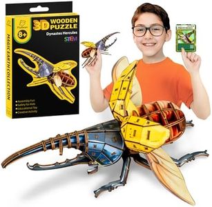 Flybean Eco-Friendly Wooden 3D Puzzle for Kids Age 6+, Realistic Bug Model STEM Kit for Kids,Educational Building Toy, Craft Science Kit, Gifts for Boys and Girls, Exquisite Decor