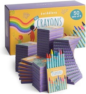 THE TWIDDLERS 50 Boxes of Wax Crayons for Kids, 8 Crayons Per Box, 400 Total - Mixed Coloured, Perfect Mini Crayon Packs for Party Bag Fillers, School Classrooms, Arts & Crafts, Restaurants
