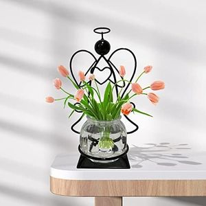 Plant Terrarium with Metal Stand, Air Planter Bulb Glass Vase Metal for Hydroponics Home Garden Office Decoration-Plant Lover's Gift for Women