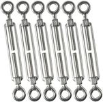 Cozihom M6 Eye & Eye/O to O Turnbuckle 304 Stainless Steel Hardware Kit for Wire Rope Tension Heavy Duty for Sunshade Tent Mounting Rustproof 6 Packs