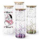 sweet grain Snow Globe Tumbler, 4 Pack 25 oz Sublimation Glass Cups for Glitter Snow Globe Cups, Double Wall Glass Tumbler for Iced Coffee, Juice, Soda, Drinks