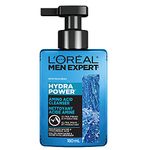 L'Oreal Paris Men Expert Daily Face Cleanser with Amino Acid and Hyaluronic Acid, Fresh and Hydrating, Hydra Power Skincare, Removes Excess Oil and Purifies, For Normal to Dry Skin, 180 mL