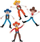 Fun Express Cowboy Bendable Toys (Bulk Set of 24) Western Party Favors and Giveaways