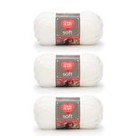 Red Heart Soft White Yarn - 3 Pack of 141g/5oz - Acrylic - 4 Medium (Worsted) - 256 Yards - Knitting/Crochet