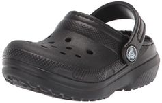Crocs Unisex-Child Classic Lined Clog, Kids and Toddlers Slippers, Black, 4 Big Kid