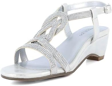 London Fog Womens Macey Demi-Wedge Dress Sandals Silver 7 M US