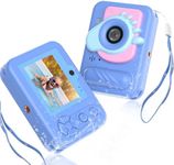 IP68 Waterproof Camera for Kids,Underwater Toys Camera with Dual Lens, 48MP 1080P Digital Camera with 32GB Card & 8X Zoom, Fun Birthday for Boys and Girls Ages 3-12(Footprint, Blue)