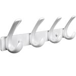 BOOKARROW White 4 Coat Hook Wall Mounted - Heavy Duty Solid Wall Coat Rack - Screws Fixed Wall Hanger Hooks for Hat Towel Bag Robes Purses 610A-4