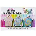 Tulip One-Step Tie-Dye Refills, Pastel Colors, Permanent Fabric Dye, 30 Pack