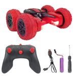 KEENBEY 360° Car Double Sided Rotating RC Stunt Car, Remote Control Car Toy with in-Built Rechargeable Battery, USB Cable, Screw Driver & Light for Kids (6+ Years) (Red)