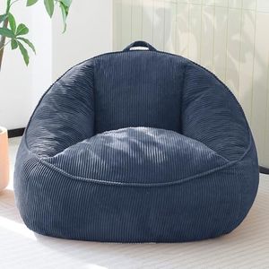 UODERS Giant Bean Bag Chair for Adults, Teens and Kids, Cozy Fluffy Corduroy Beanbag Chair with Filler, Large Floor Lounge Sofa for Living Room, Bedroom, Dorm, Gaming and Reading(L-Darkblue)
