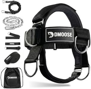 DMoose Fitness Neck Harness Plus for Weight Lifting - Soft Padded Head & Chin Strap with 30" Heavy Duty Steel Chain, 2 Bands & Door Anchor - Neck Exerciser & Strengthener (Neck Harness Plus)