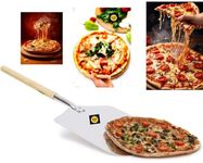 Pizza Peel/Pizza Schoop/Pizza Shovel/Pizza Lifter/Pizza Pill Hand Finished Professional Wooden Handle (Square) Aluminum Pizza Tools Thin for Kitchen Size - Extra Large 12 inchi (Pack of 1pc)